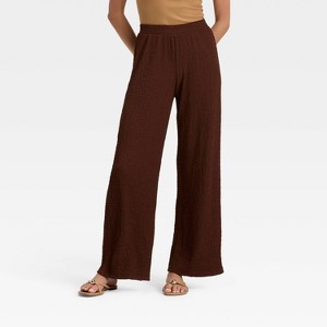 Women's Mid-Rise Regular Fit Textured Pull-On Pants - A New Day™ - 1 of 3