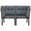 vidaXL Patio Corner Chairs with Cushions 2 pcs Black and Gray Poly Rattan - 3 of 4