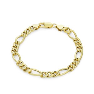 Giorgio Di Vicenza 14K Gold Over Sterling Silver Men's 7.6mm Figaro Chain Bracelet - 1 of 2