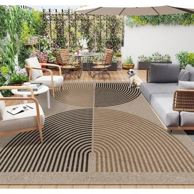 Lahome Modern Back to College Series Rainbow Jute Washable Outdoor Area Rug-Soft, Durable Carpet for Patio, Garden, or Balcony
