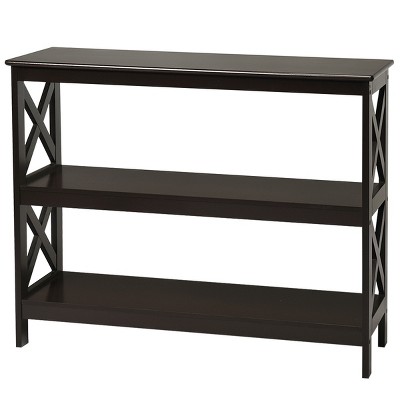 Tangkula Industrial 3-Tier Console Table X-Design Bookshelf Narrow Accent Table Black/Brown