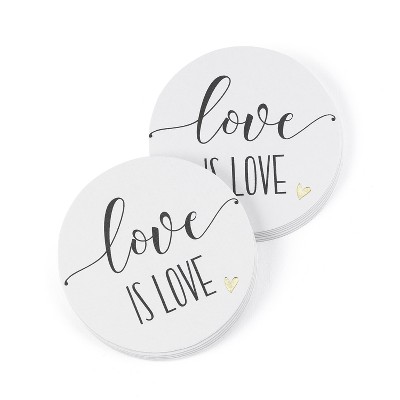 Hortense B. Hetwitt 25ct 'Love is Love' Coasters White