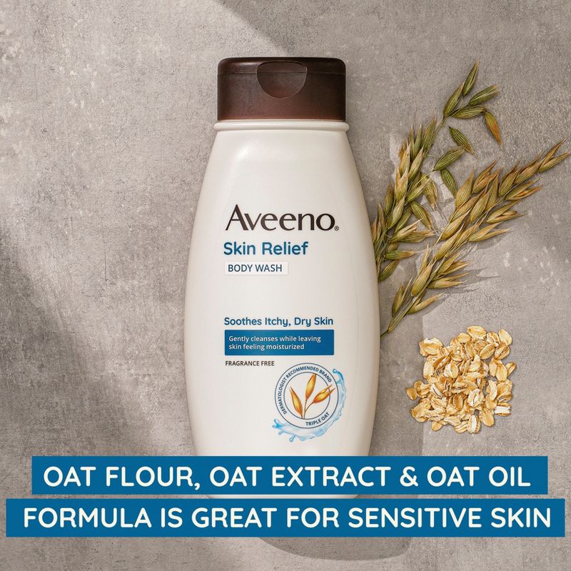 Aveeno Skin Relief Unscented Body Wash for Sensitive Skin - 18 fl oz, 4 of 10
