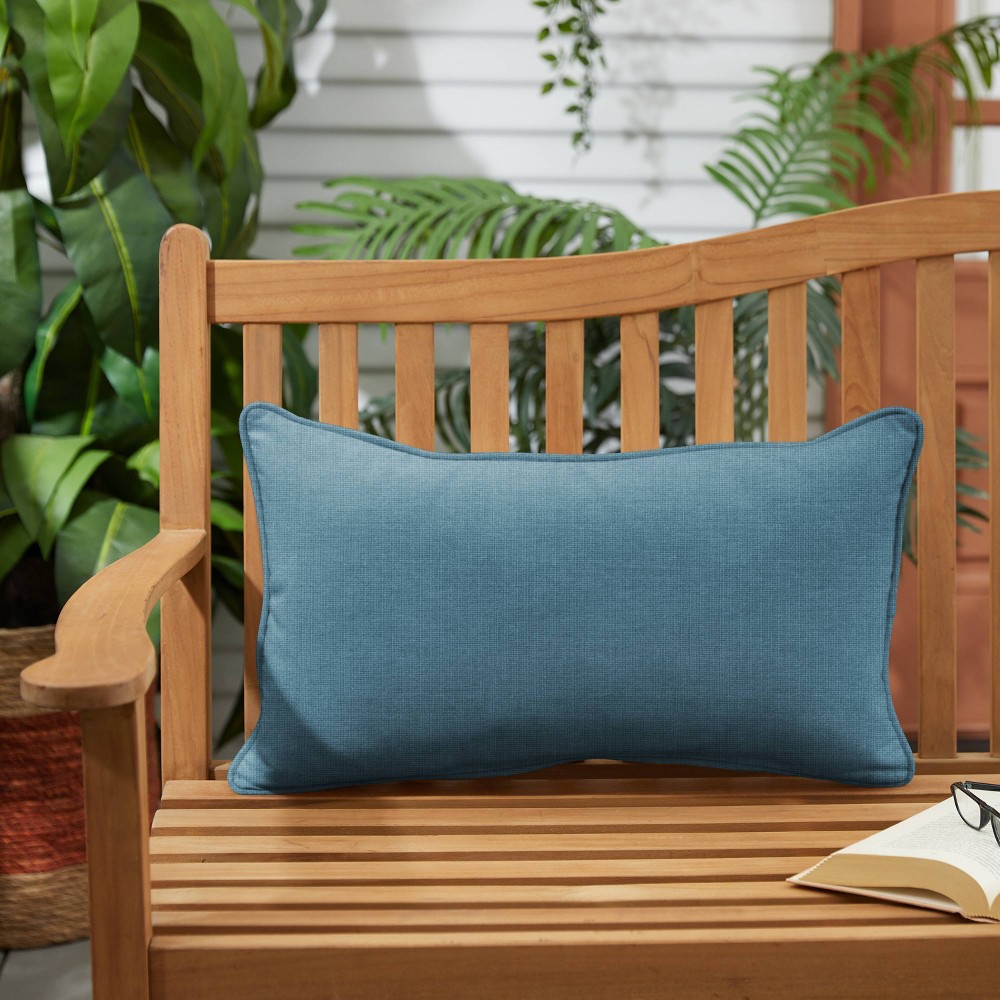 Photos - Pillow Sunbrella 2pk 12"x24" Indoor/Outdoor Corded  Denim Blue: Weather-Resistant, Recycled Fiber Fill