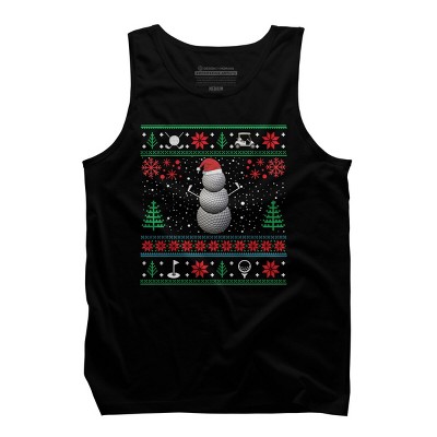 Men's Design By Humans Christmas Golf Golfing Golfer Ugly Christmas Xmas By pahari Tank Top