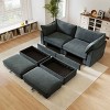 2-Seater Sectional Sofa with 2 Movable Footstools, Sofa with Pull-Out Storage Drawers, Upholstered Chenille Sofa with Cushion-Coolbibila - 3 of 4