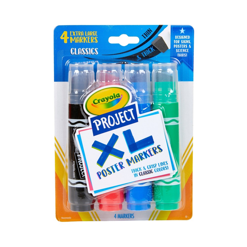 Photos - Felt Tip Pen Crayola 4ct  Project XL Poster Markers - Classic Colors 
