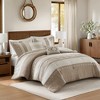 AENKYO King Comforter Set, Taupe Geometric Embroidery 5-Piece Bedding with Pleated Striped Design & Matching Pillows - 2 of 4