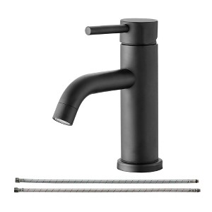 JANSNO Modern Single Hole Bathroom Sink Faucet with Water Supply Hoses - 1 of 4