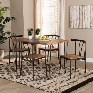 Baxton Studio Tilda Modern Industrial Natural Brown Finished Wood and Dark Bronze Metal 5-Piece Dining Set - 1 of 4