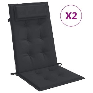 vidaXL Chair Cushion Outdoor High Back Chair Cushion Seat Pad Oxford Fabric - Black 2 pcs - 1 of 4