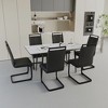 7-Piece Extendable Dining Set with Rectangle Kitchen Table and 6 C-shaped Tube Armless Chairs - 3 of 4