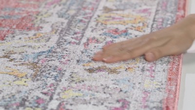Blue and Light Grey Hand-Knotted Synthetic Runner Rug