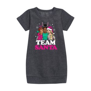 - Barbie - Holidays & Christmas Graphic Short Sleeve Fleece Dress - 1 of 3