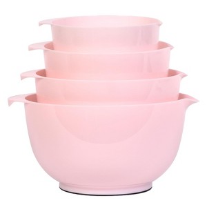 Itopfox Nesting Plastic Mixing Bowl Set with Pour Spouts, 4 Piece Set for Prepping, Mixing, Baking, Cooking, Food Safe & Non-Toxic (Pink) - 1 of 4