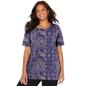 Catherines Women's Plus Size Suprema Ultra-Soft Scoopneck Tee - 1 of 4