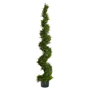Nearly Natural 6-ft Cypress Spiral Topiary Artificial Tree - 1 of 4