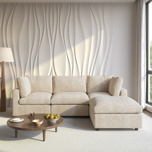 Cloud Sectional Couches for Living Room,100.5" Convertible L Shaped Couch With Ottoman, 4 Seater Modular Sectional Sofa,Furniture Sets - 1 of 4