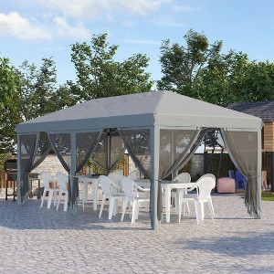 Gulches 10' x 20' Pop Up Canopy Tent with Netting, Heavy Duty Instant Sun Shelter for Outdoor Parties, Includes Carry Bag for Garden & Patio (Gray) - 1 of 4
