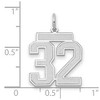 Black Bow Jewelry 14k White Gold, Jersey Collection, Medium Number 32 Pendant - 2 of 3