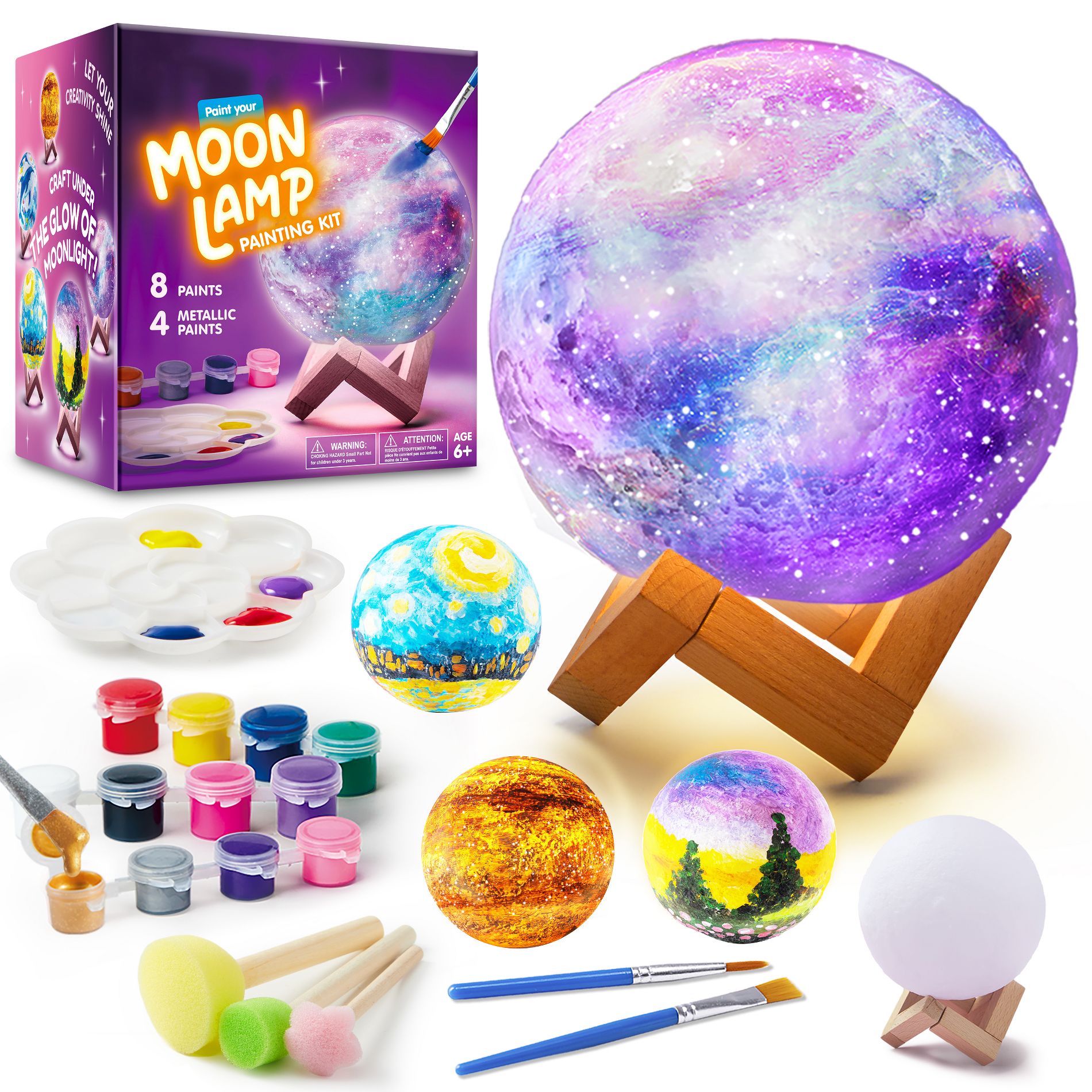 Joyfy 3D Moon Lamp Painting Kit, DIY Your Own Moon Light, Arts & Crafts, Kids Activities, School Supplies, Birthday Christmas Gifts for Boys Girls 6+