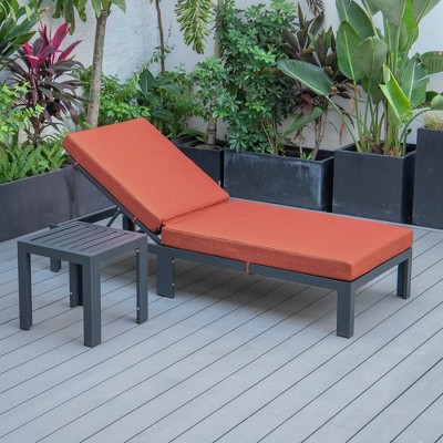 Chelsea Modern Aluminum Outdoor Chaise Lounge with Orange Cushions