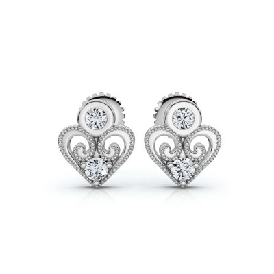 Pompeii3 Diamond Heart Studs 14k White, Yellow, or Rose Gold Lab Created Women's Earrings