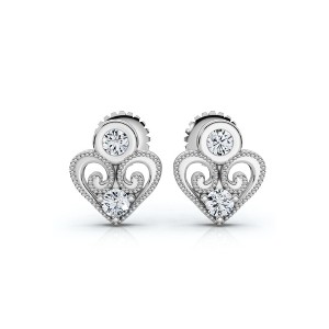 Pompeii3 Diamond Heart Studs 14k White, Yellow, or Rose Gold Lab Created Women's Earrings - 1 of 2