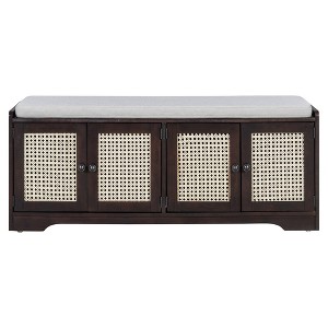 Gulches 19 in H x 47 in W Espresso Beige Multifunctional Rustic MDF Birch Veneer Pine Wood Shoe Storage Cabinet - 1 of 4