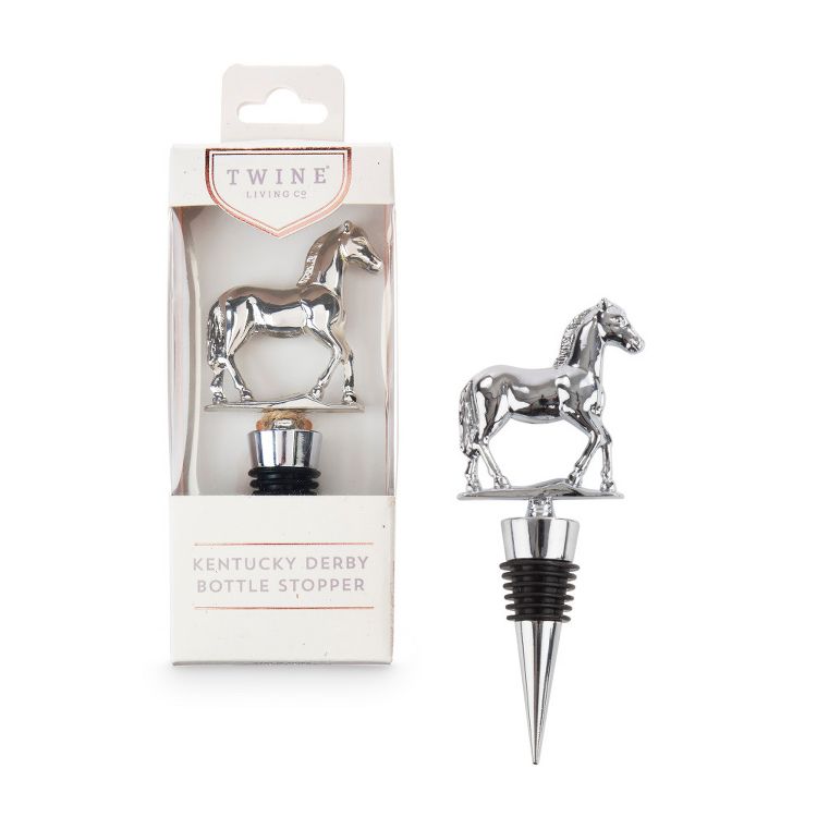 Twine Derby Wine Bottle Stopper, Keep Wine Fresh, Stainless Steel Horse Wine Stopper for Outdoor Party, Home Bar Gifts, Fits Standard Bottles, Silver, 6 of 10