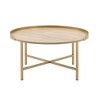 34.5" Round Coffee Table with Tray Top and Cross-Bar Metal Base, Elegant Modern Design for Living Room - 3 of 4