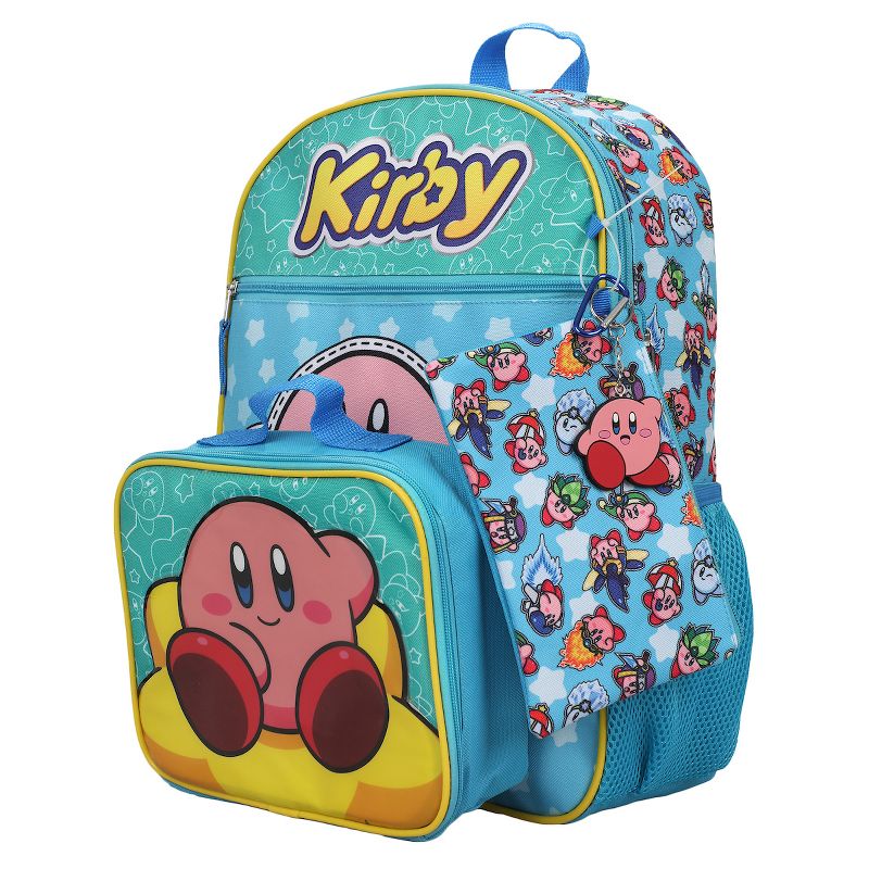 Kirby 5-Piece Set: 16" Backpack, Lunchbox, Utility Case, Rubber Keychain, and Carabiner, 5 of 8