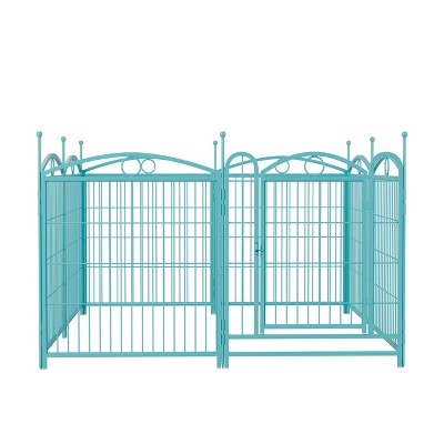 Akoasm 32 inch 8 Panels Heavy Duty Dog Fence Puppy Pen for Large Medium Small Dogs-Blue