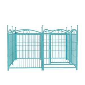 Akoasm 32 inch 8 Panels Heavy Duty Dog Fence Puppy Pen for Large Medium Small Dogs-Blue - 1 of 4
