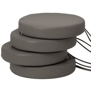 Aghana Digitals 4-Pack Round Patio Chair Cushions, 15"x2.8" Black Polyester, 2.8" Foam Padding, - 1 of 4