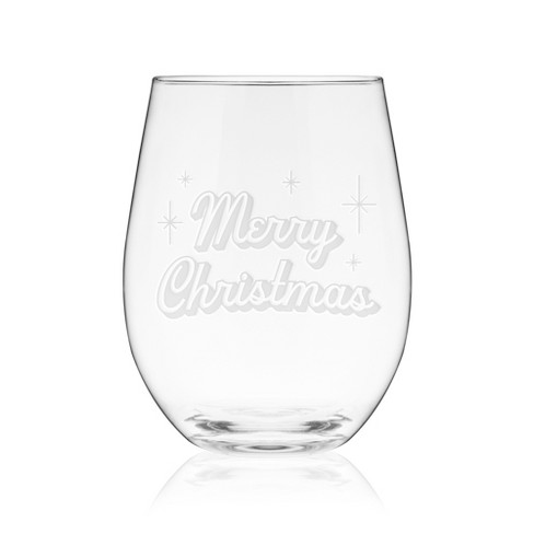 Stemmed Wine Glass, 17 oz., w/ Box ,Christmas Joy