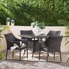 GDFStudio Ronnie Outdoor Wicker and Iron 5 Piece Dining Set - 2 of 4