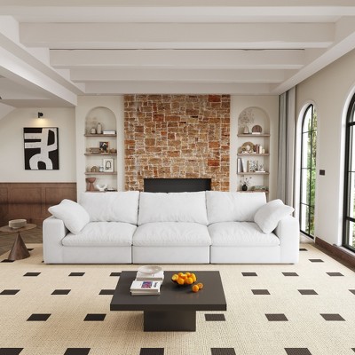 Oversized Cloud Modular Sectional Sofa,120" Down Filled Comfort 3Seater Sofa Couch for Living Room,Minimalist Wide Deep Seat Couches