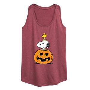 Women's - Peanuts - Snoopy Woodstock Pumpkin Graphic Racerback Tank - 1 of 4