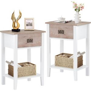 VECELO 1/2PCS 2-tier Nightstand Modern Side End Tables with Drawer & Open Shelf for Living Room, Bedroom - 1 of 4