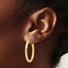 Black Bow Jewelry 3mm Textured Round Hoop Earrings in 14k Yellow Gold, 30mm(1 3/16 Inch) - 3 of 4