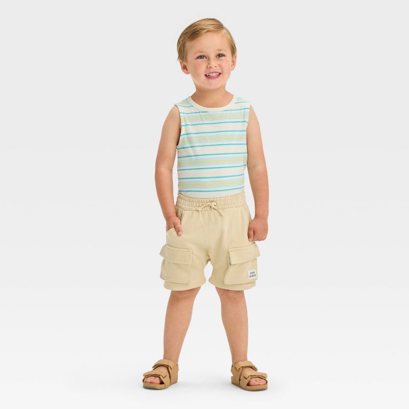 Grayson Mini Toddler Boys' French Terry Pull-On Cargo Shorts - Beige, 3 of 4