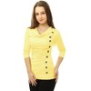 Allegra K Women's Cowl Neck Long Sleeves Buttons Decor Solid Ruched Top - 4 of 4