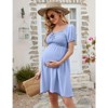 Coolmee Women Maternity Square Neck Smocked Chest Drawstring Puff Short Sleeve A-Line Dress - 4 of 4