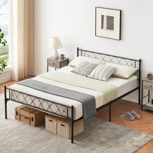 Metal Bed Frame with Under-Bed Storage - Noise-Free Design, 800lb Capacity, Heart-Twist Pattern, Industrial Style, Easy Assembly - 1 of 4