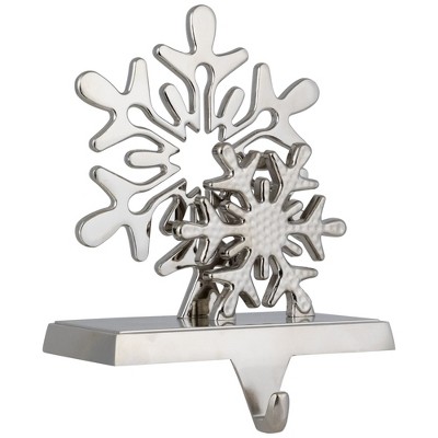 Silver Double Snowflakes Metal Christmas Stocking Holder