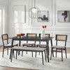 Lifestorey Whitney Mid Century Modern Solid Wood Cane Back Dining Chair Black/Natural/Gray: Mid-Century Modern, Rubberwood Frame, Set of 2 - 3 of 4