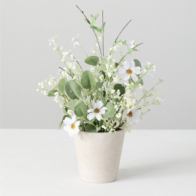 Sullivans Artificial Daisy and Eucalyptus Potted 13.5"H Green