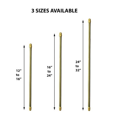 Gold Plated Adjustable Cafe Curtain Rod Set (12" to 16")