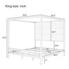 Queen/King Size Canopy Bed Metal 4-Poster Bed Frame with Tall Linen Fabric Upholstered Headboard, Box Spring Needed, Gold+Tan/Black+White-ModernLuxe - 4 of 4